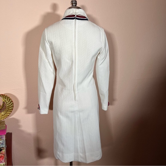 Vintage 1960 70 White Cable knit Long Sleeve Retro Tennis Prep Dress - Picture 6 of 17